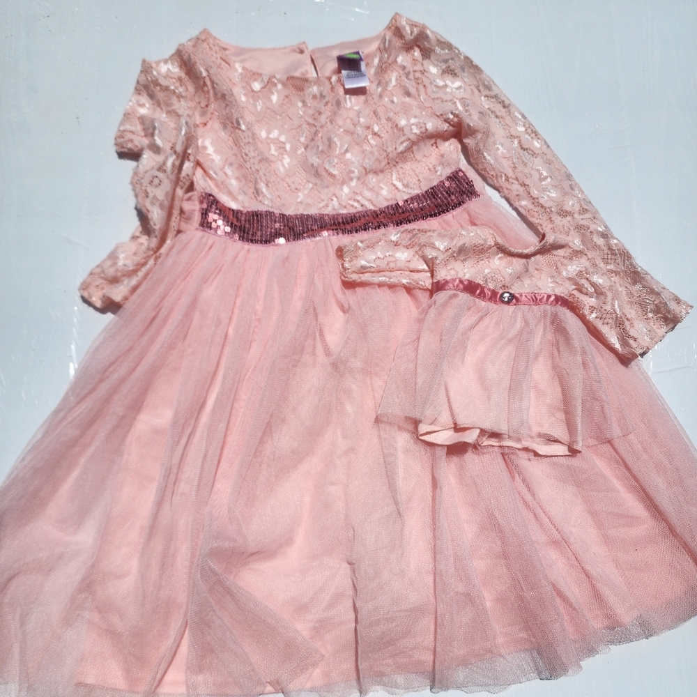 Dollie & Me Pink Dress Girls size 6  16" doll